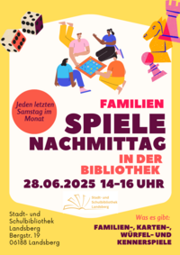 Spieleflyer Juni &copy; Stadt- und Schulbibliothek Landsberg