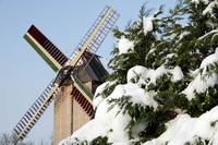 Die Plößnitzer Bockwindmühle im Winter