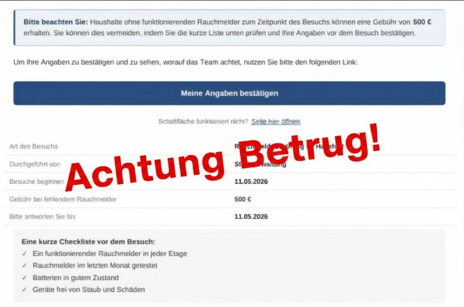 Achtung Betrugsmasche! Achtung Betrugsmasche!