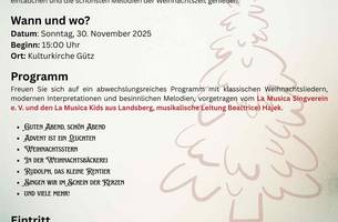 Einladung Weihnachtskonzert Gütz 30.11.2025